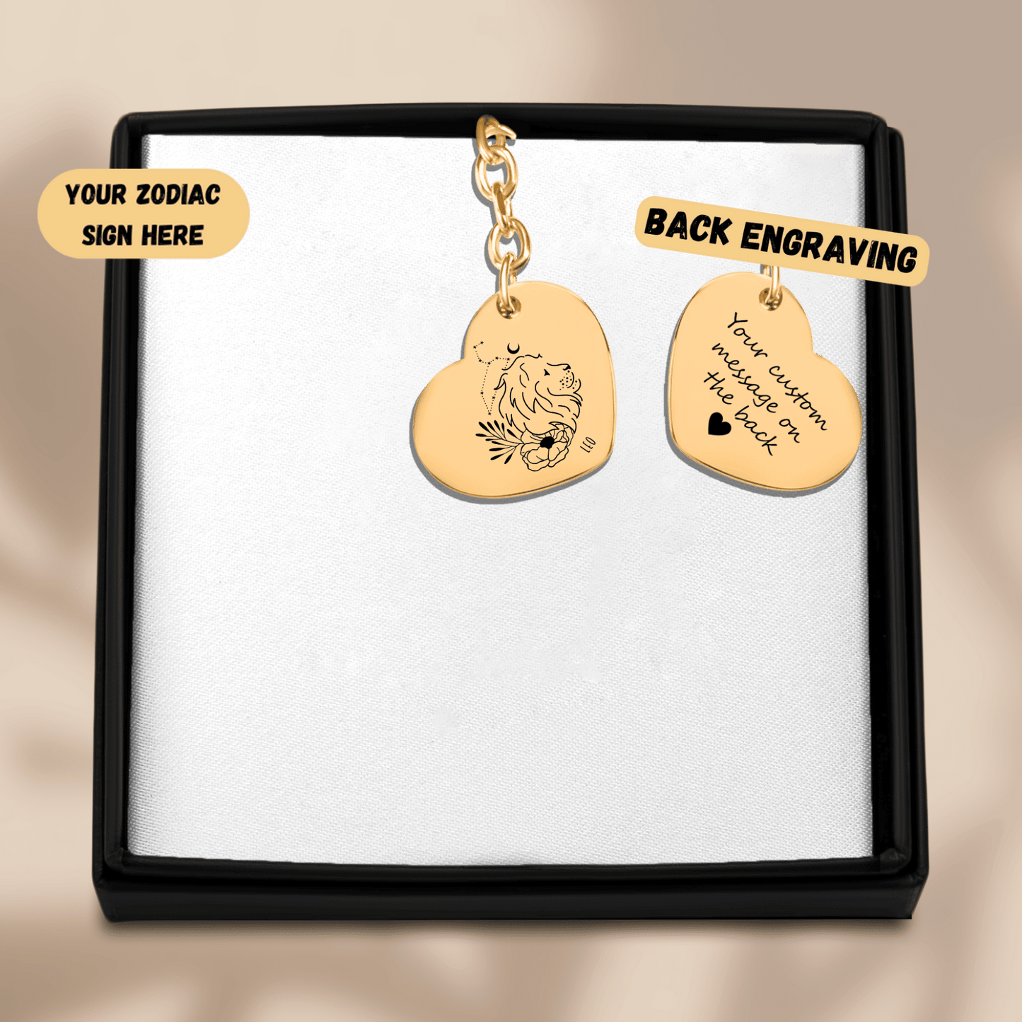 Leo Zodiac Sign Heart Keychain