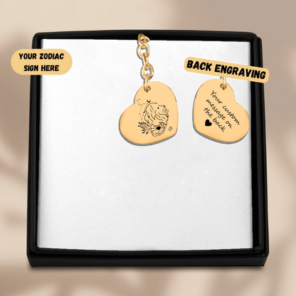 Leo Zodiac Sign Heart Keychain