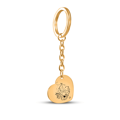Leo Zodiac Sign Heart Keychain