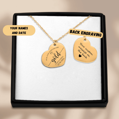 50th Gold Anniversary Heart Necklace