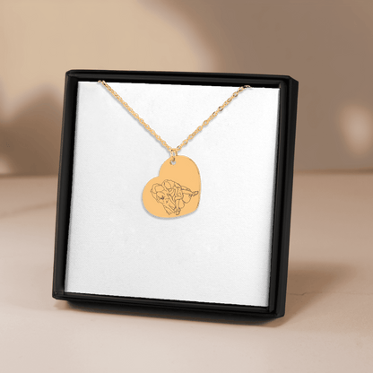 Line Art Portrait Heart Necklace