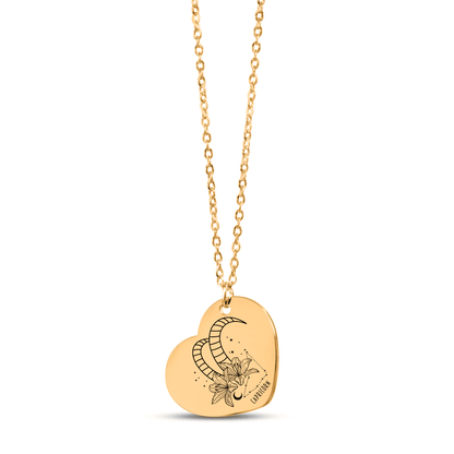 Capricorn Zodiac Sign Heart Necklace