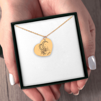 Capricorn Zodiac Sign Heart Necklace