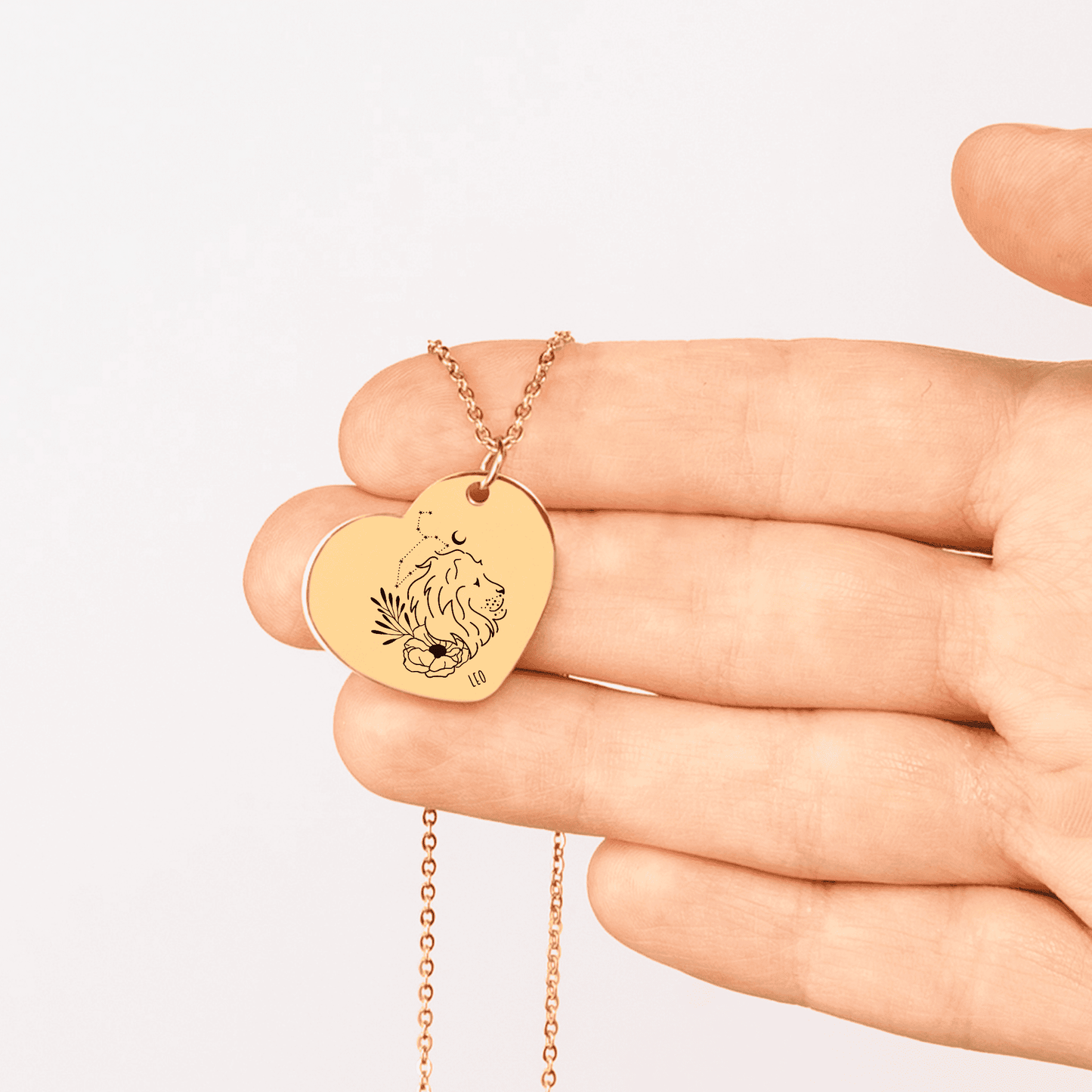 Leo Zodiac Sign Heart Necklace