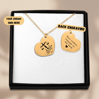 Libra Zodiac Sign Heart Necklace