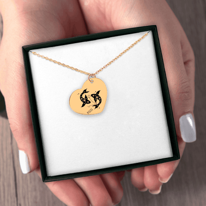 Pisces Zodiac Sign Heart Necklace
