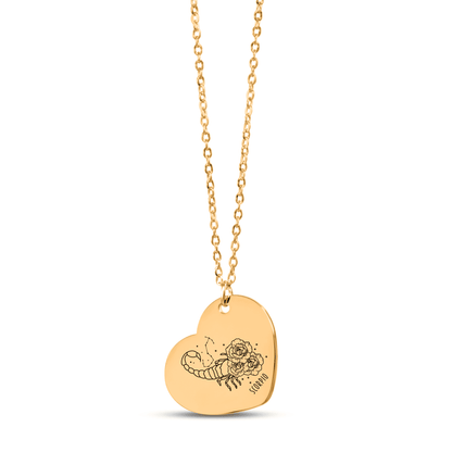Scorpio Zodiac Sign Heart Necklace