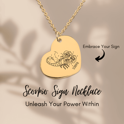 Scorpio Zodiac Sign Heart Necklace
