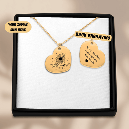 Taurus Zodiac Sign Heart Necklace