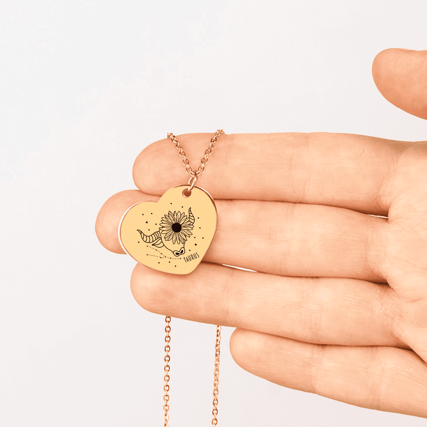 Taurus Zodiac Sign Heart Necklace