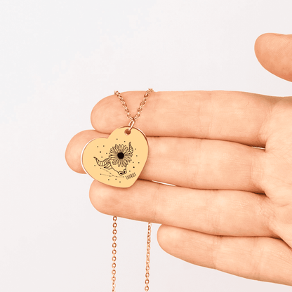 Taurus Zodiac Sign Heart Necklace