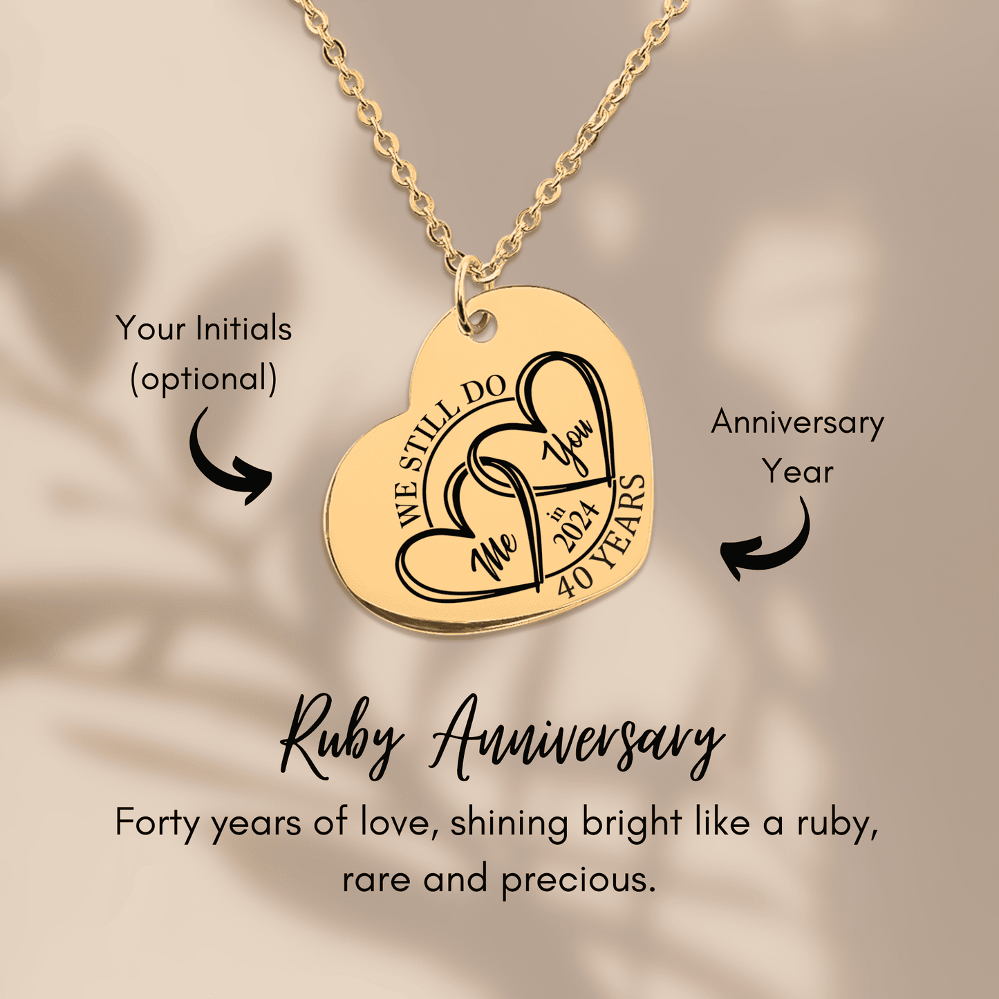 40th Years Anniversary Heart Necklace