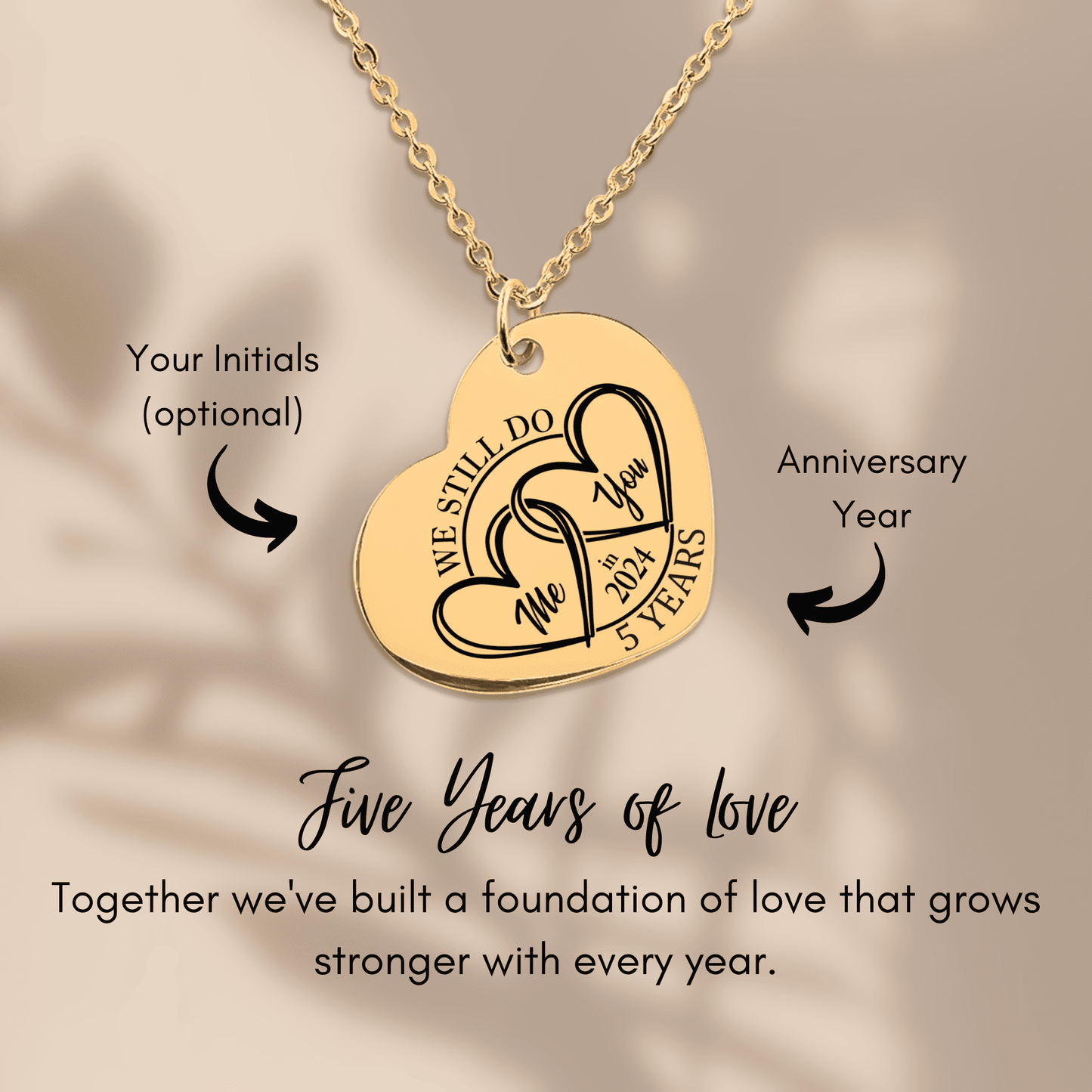 5 Years Anniversaries Heart Necklace