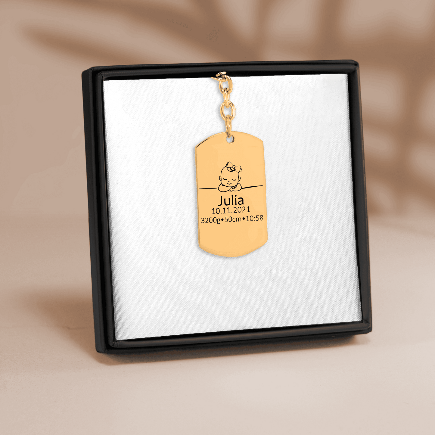 Baby Birth Details Tag Keychain