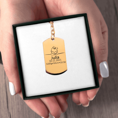 Baby Birth Details Tag Keychain