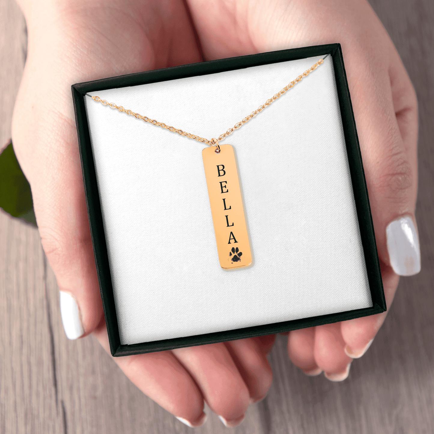 Pet's Name & Paw Print Necklace